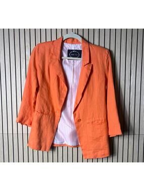 Love Tree Coral/Orange Linen Blazer Jacket (Size M, EUC)